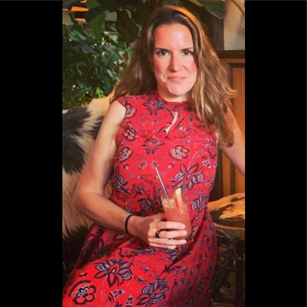 ModCloth L Red Ruffle sleeveless midi dress Retro - Picture 5 of 5